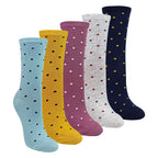 Sock Snob 5 Pairs Womens Multi Spot Socks - Soft Cotton Rich Polka Dot Everyday Socks