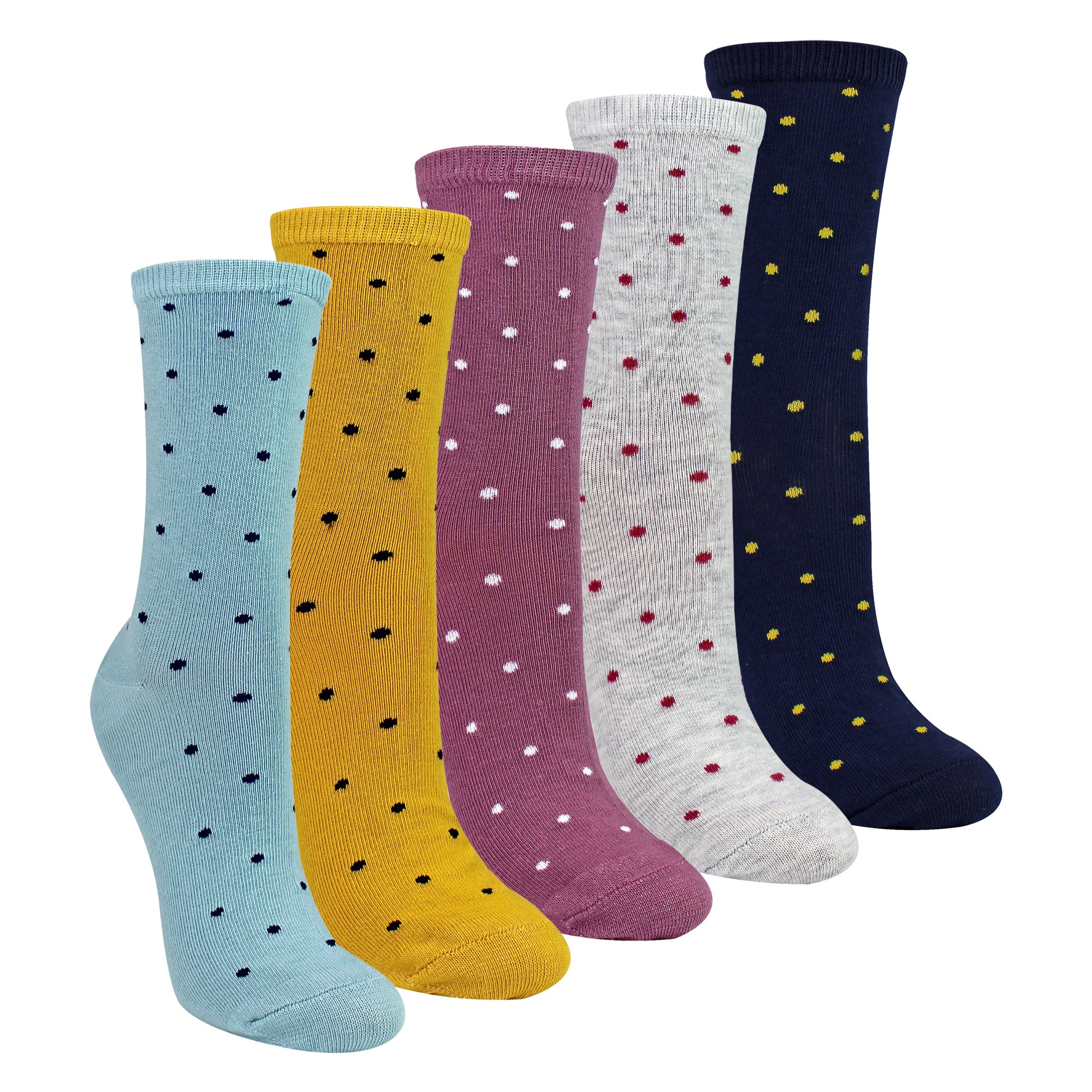 Sock Snob 5 Pairs Womens Multi Spot Socks - Soft Cotton Rich Polka Dot Everyday Socks