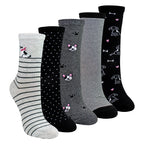 Sock Snob 5 Pairs Womens Dog Patterned Socks - Soft Cotton Rich Fun Dog Design Socks