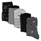 Sock Snob 5 Pairs Womens Dog Patterned Socks - Soft Cotton Rich Fun Dog Design Socks
