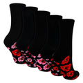 Sock Snob 5 Pairs Womens Poppy Footbed Socks - Soft Cotton Rich Floral Everyday Socks