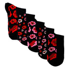 Sock Snob 5 Pairs Womens Poppy Footbed Socks - Soft Cotton Rich Floral Everyday Socks