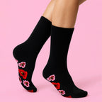 Sock Snob 5 Pairs Womens Poppy Footbed Socks - Soft Cotton Rich Floral Everyday Socks