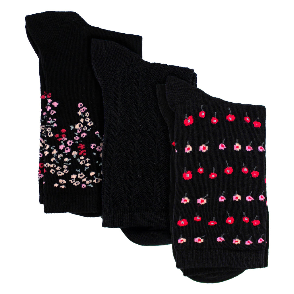 Sock Snob 3 Pairs Womens Floral Pattern Socks