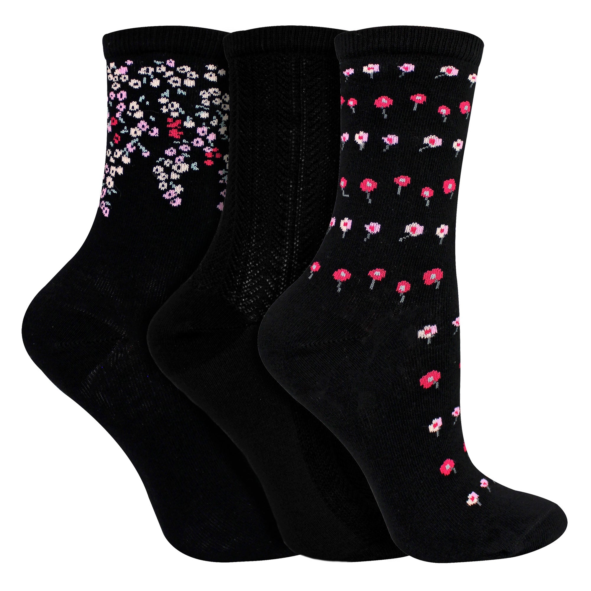 Sock Snob 3 Pairs Womens Floral Pattern Socks