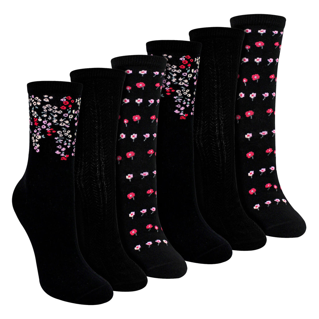 Sock Snob 6 Pairs Womens Floral Pattern Socks