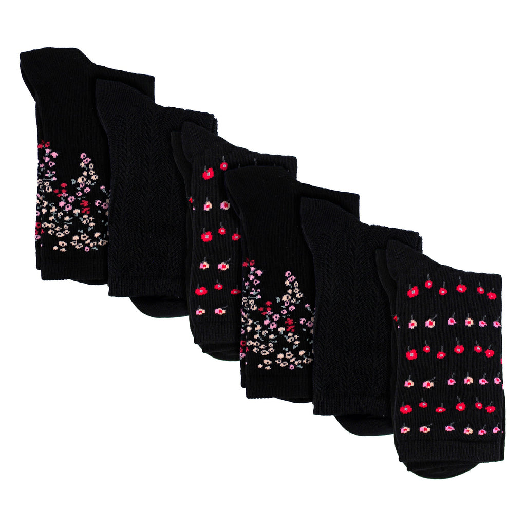 Sock Snob 6 Pairs Womens Floral Pattern Socks