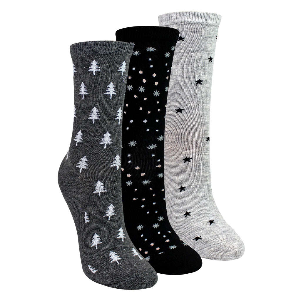 Sock Snob 3 Pairs Womens Stars and Trees Patterned Socks