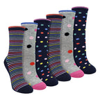 Sock Snob 6 Pairs Womens Spots and Stripe Patterned Socks