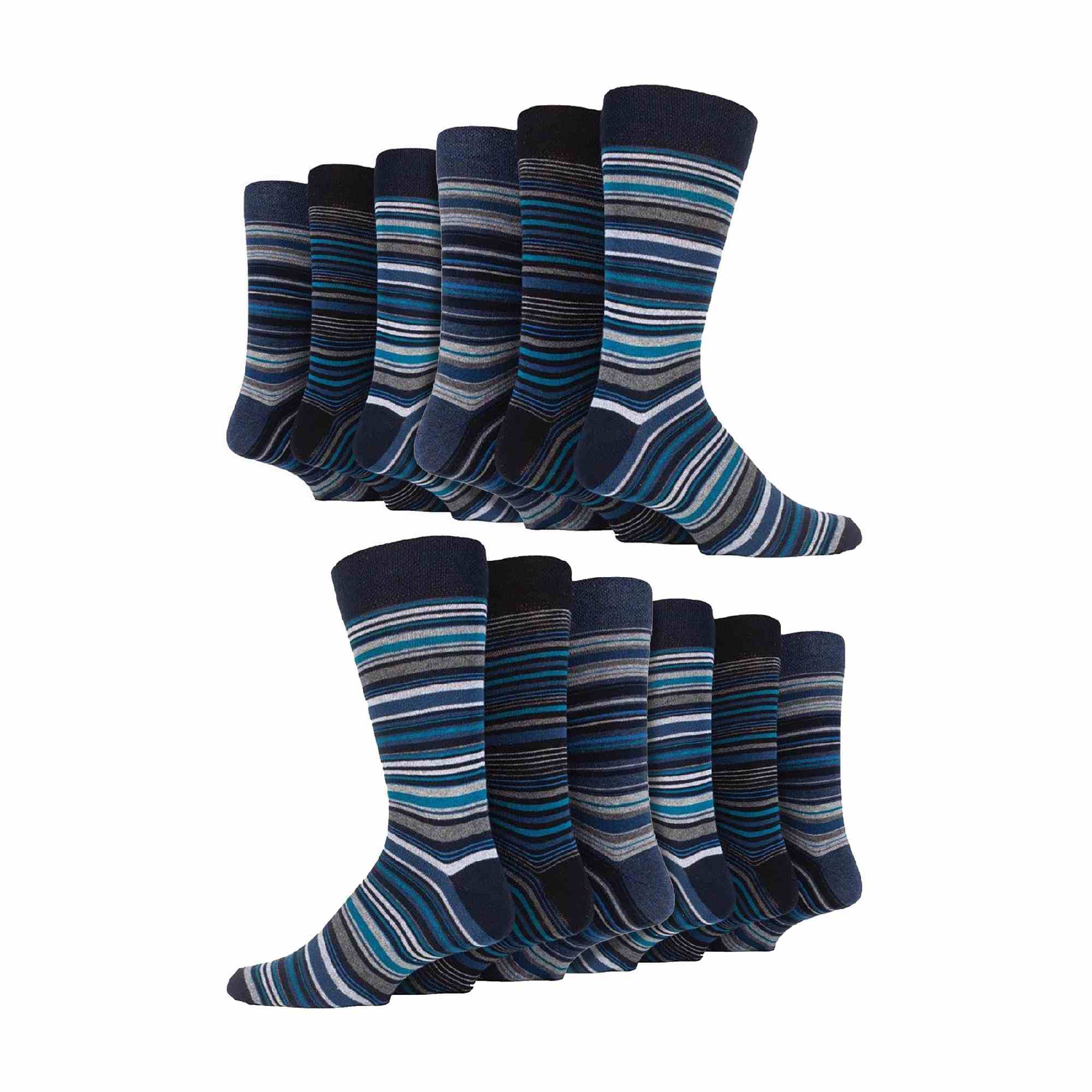 Sock Snob 12 Pair Mens Colourful Cotton Striped Patterned Dress Socks