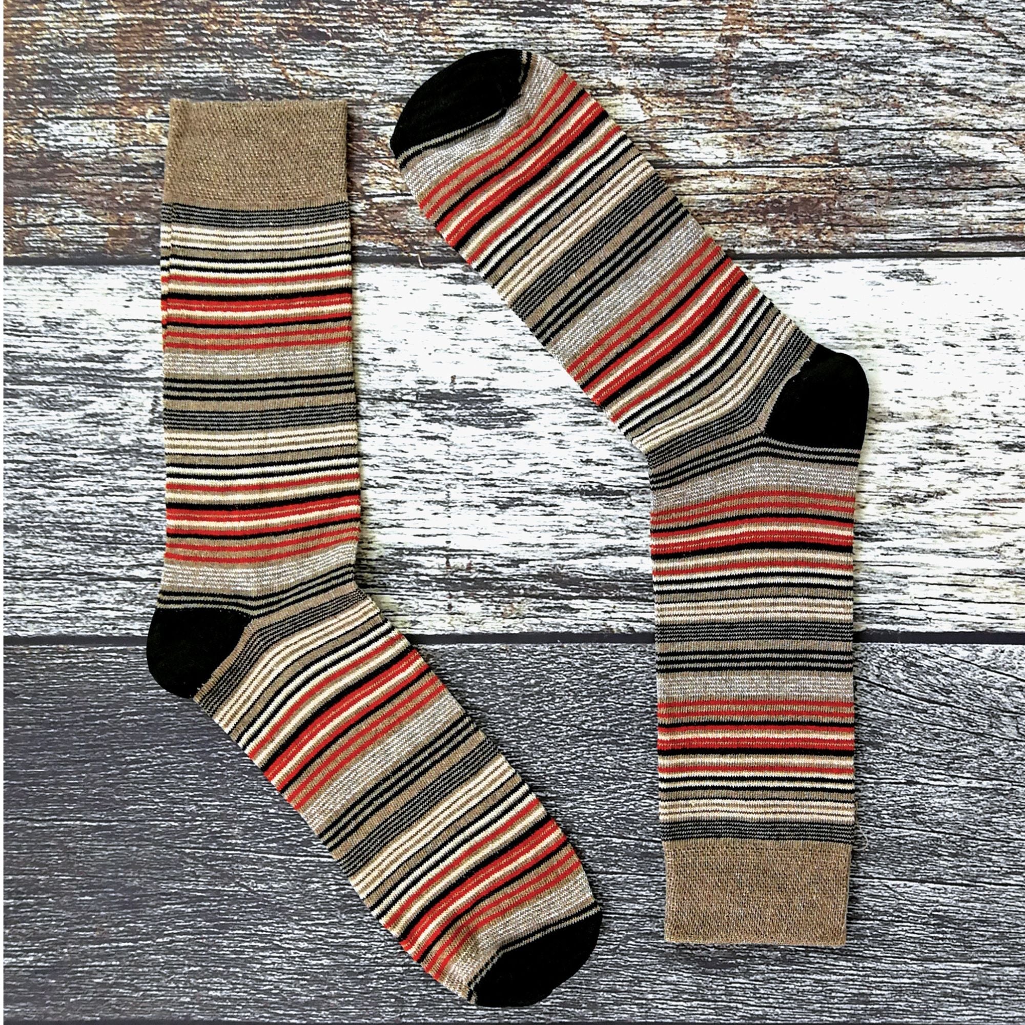 Sock Snob 12 Pair Mens Colourful Cotton Striped Patterned Dress Socks
