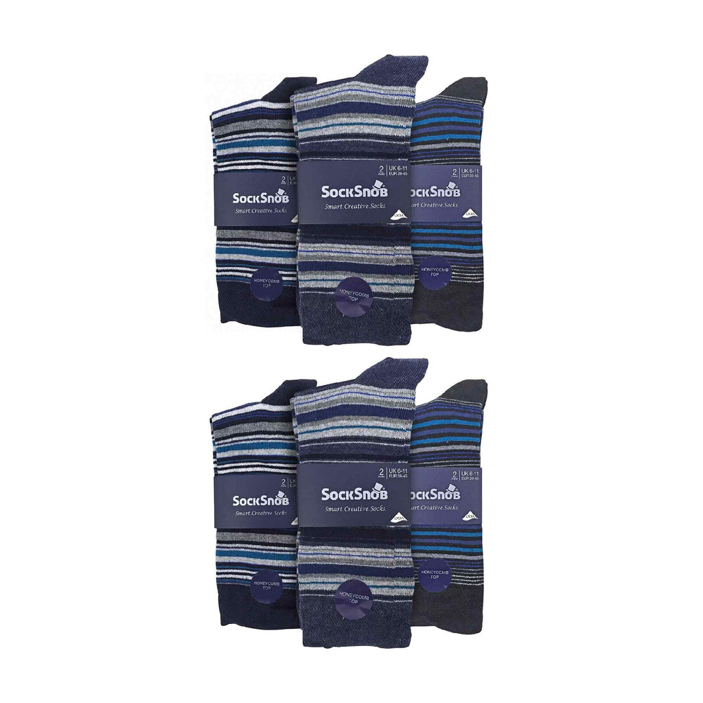 Sock Snob 12 Pair Mens Colourful Cotton Striped Patterned Dress Socks