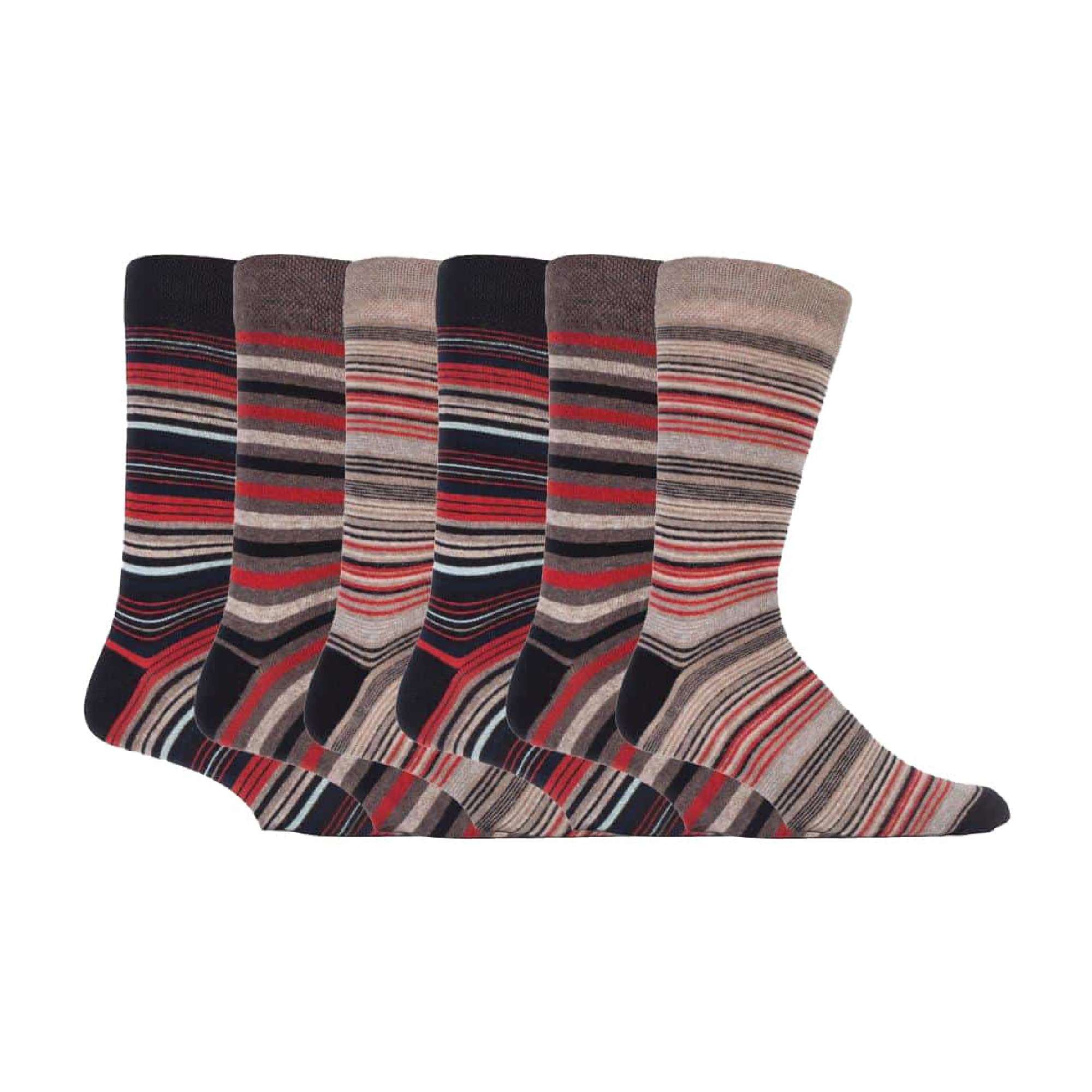 Sock Snob 6 Pack Mens Colourful Striped Patterned Dress Cotton Socks