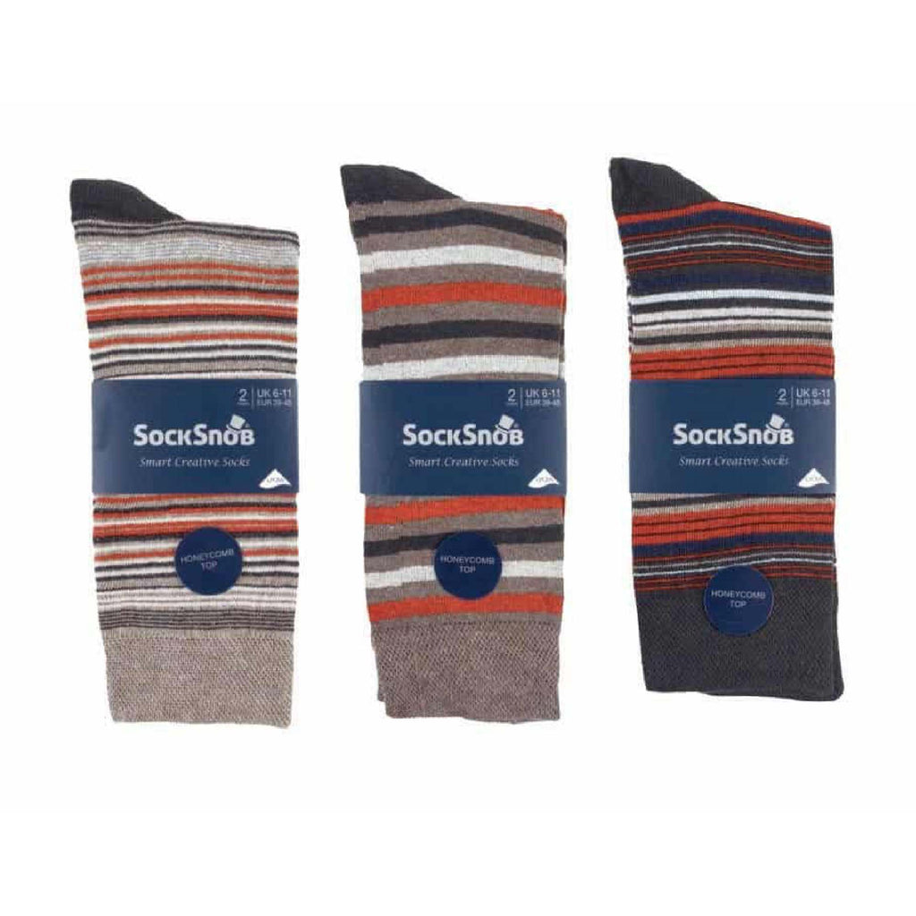 Sock Snob 6 Pack Mens Colourful Striped Patterned Dress Cotton Socks