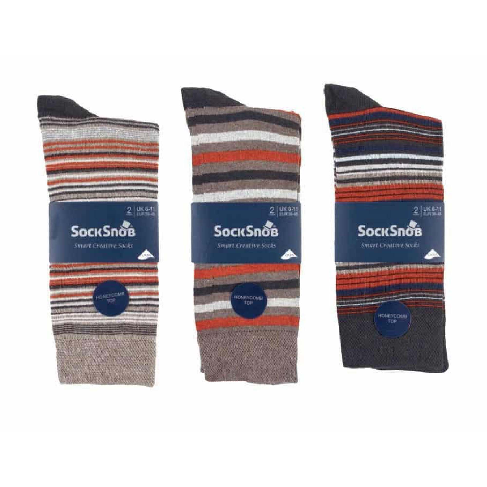 Sock Snob 6 Pack Mens Colourful Striped Patterned Dress Cotton Socks