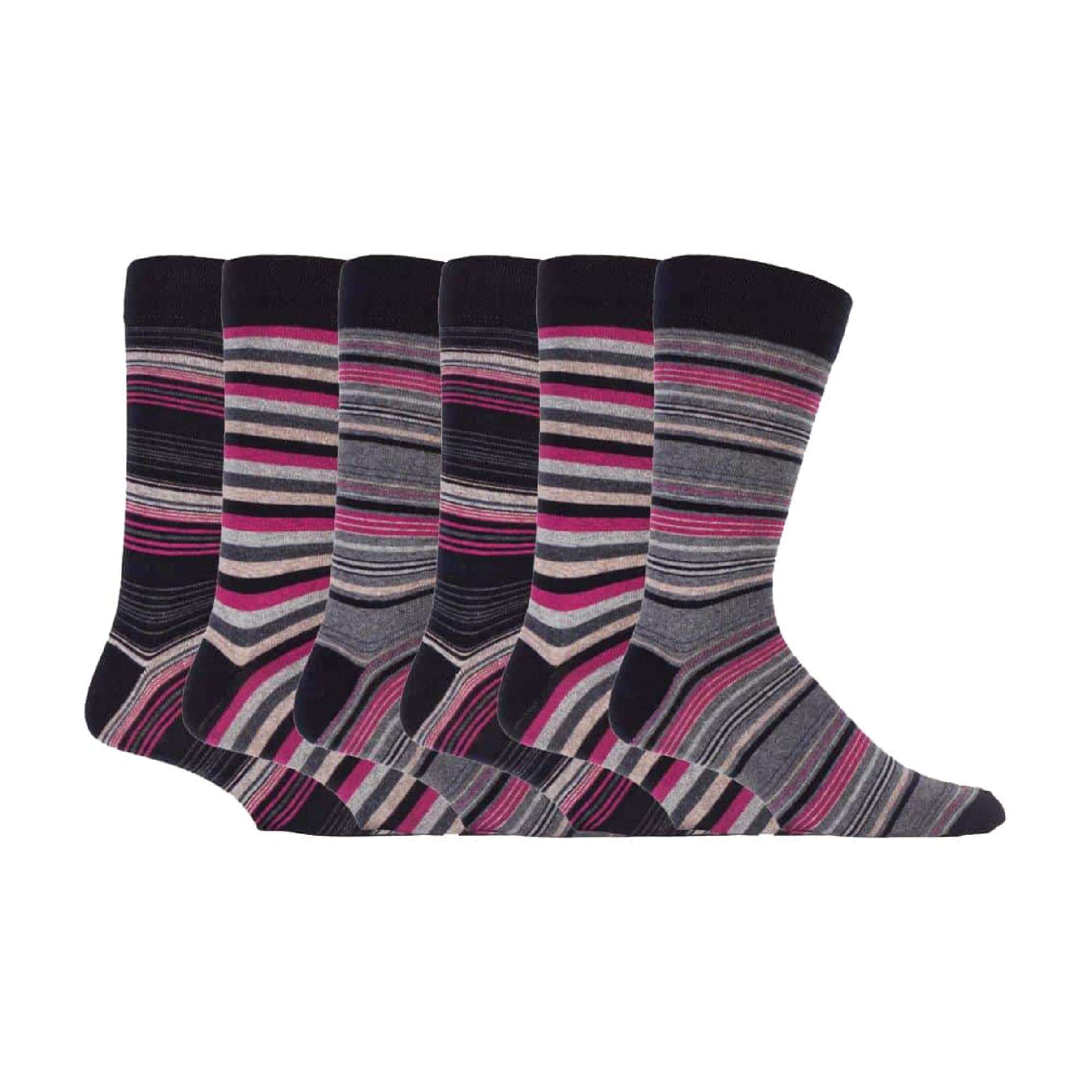 Sock Snob 6 Pack Mens Colourful Striped Patterned Dress Cotton Socks