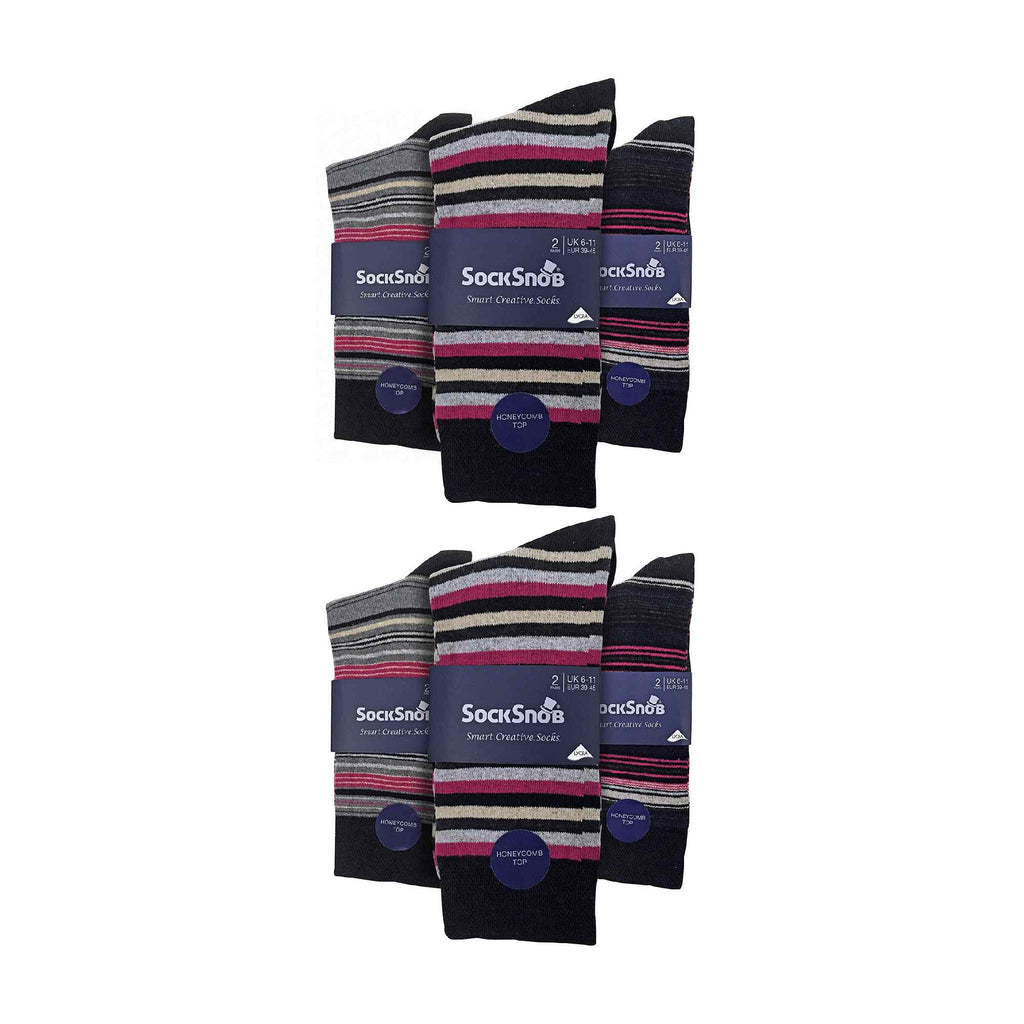 Sock Snob 12 Pair Mens Colourful Cotton Striped Patterned Dress Socks