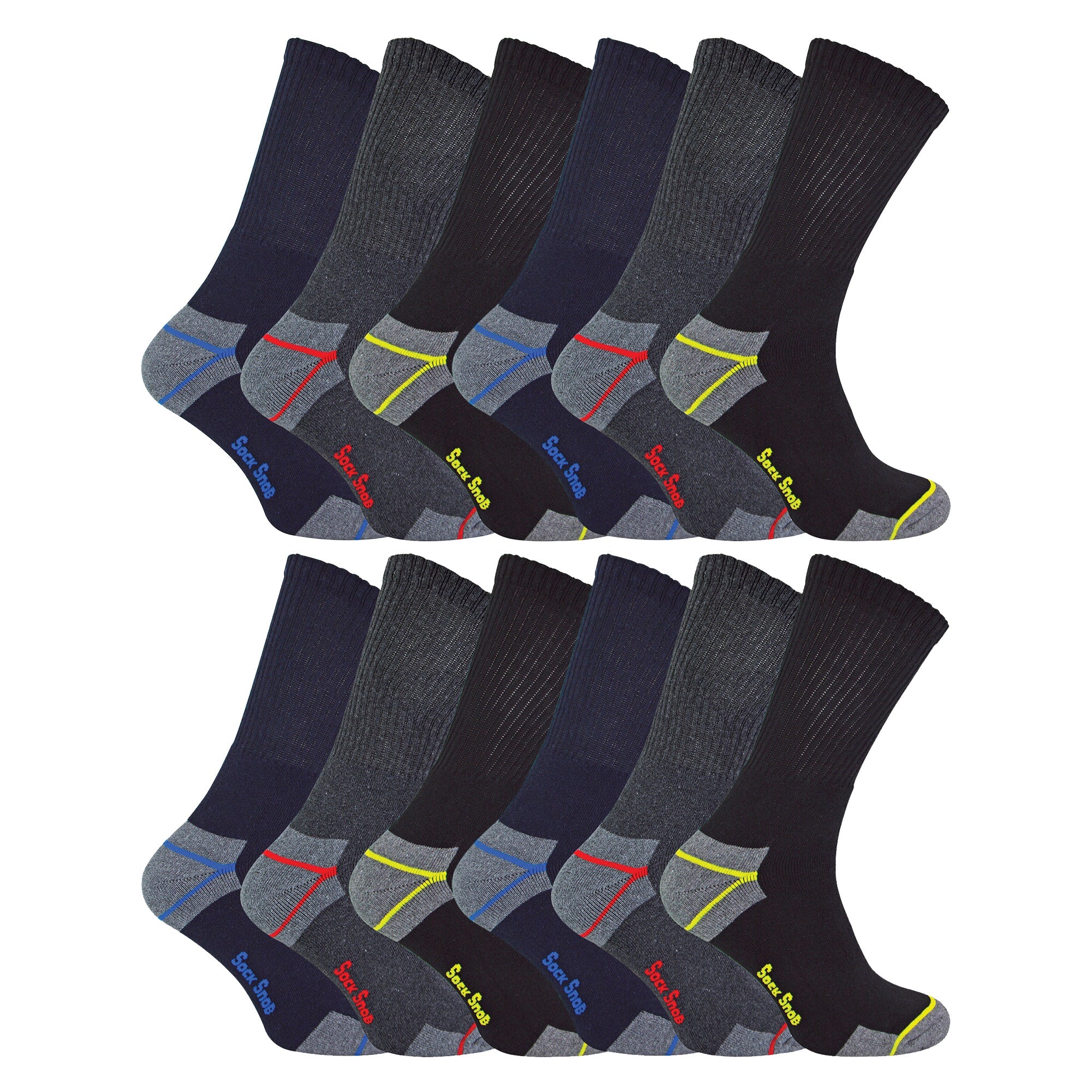 Sock Snob Mens Ultimate Cotton Work Socks for Steel Toe Boots Multipack Options