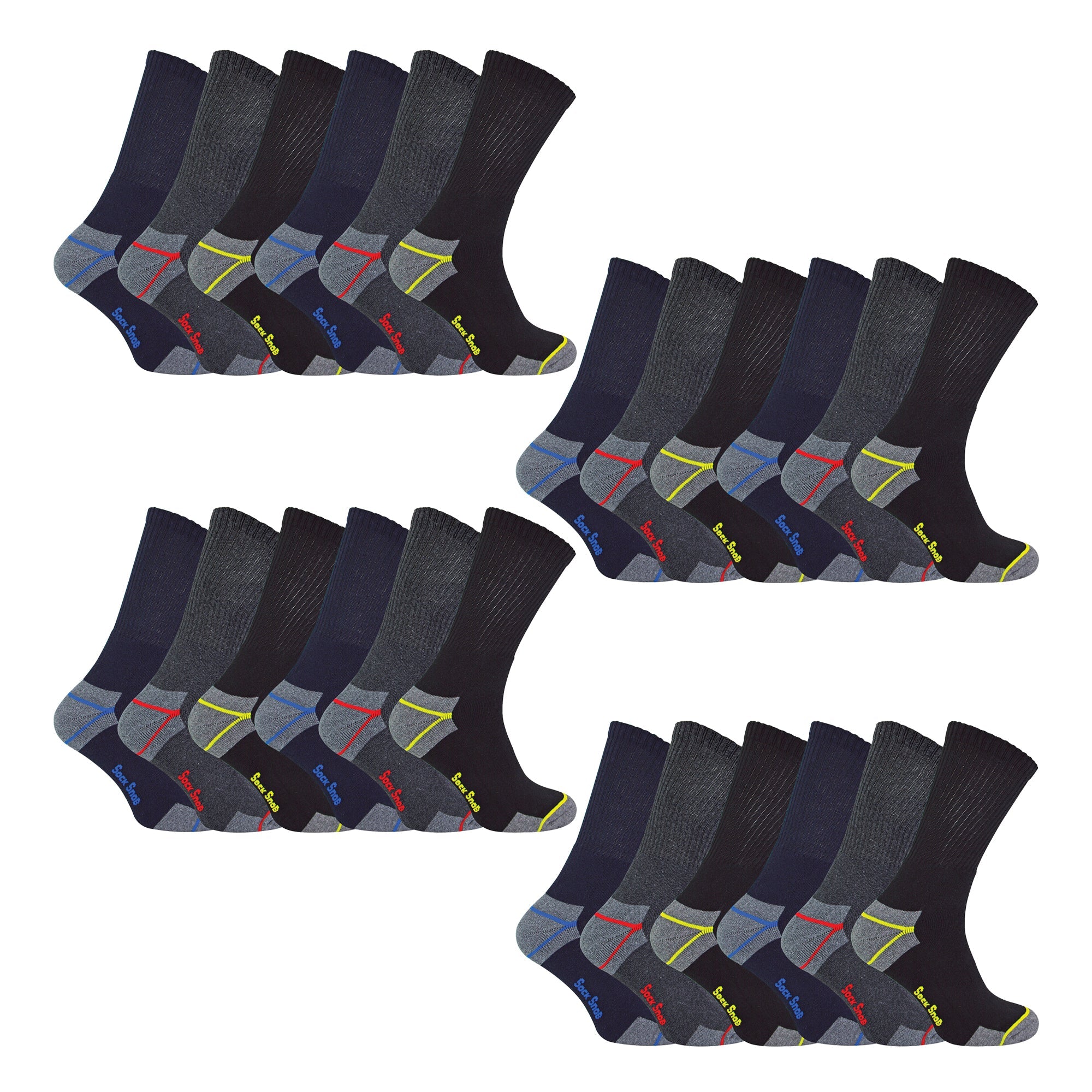 Sock Snob Mens Ultimate Cotton Work Socks for Steel Toe Boots Multipack Options