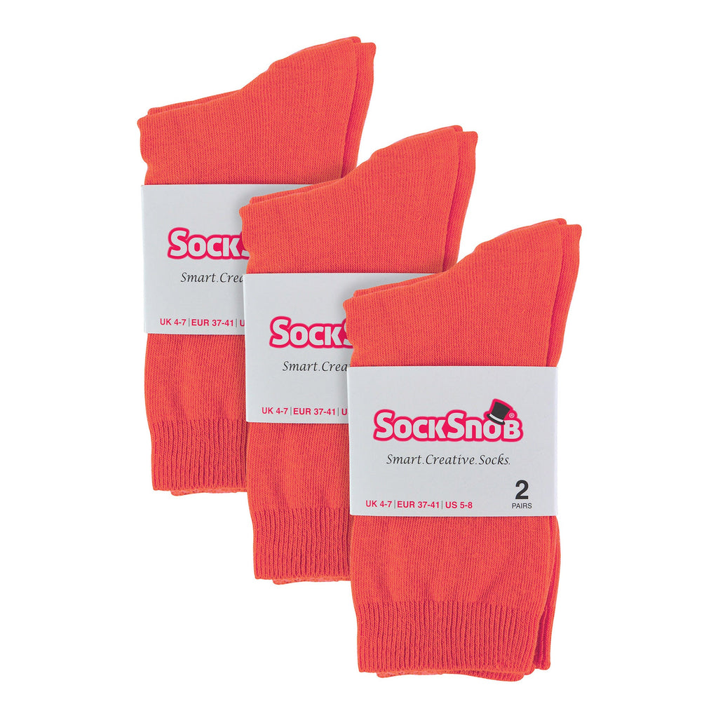 Sock Snob Womens Plain Coloured Cotton Rich Dress Socks (Multipack Options)