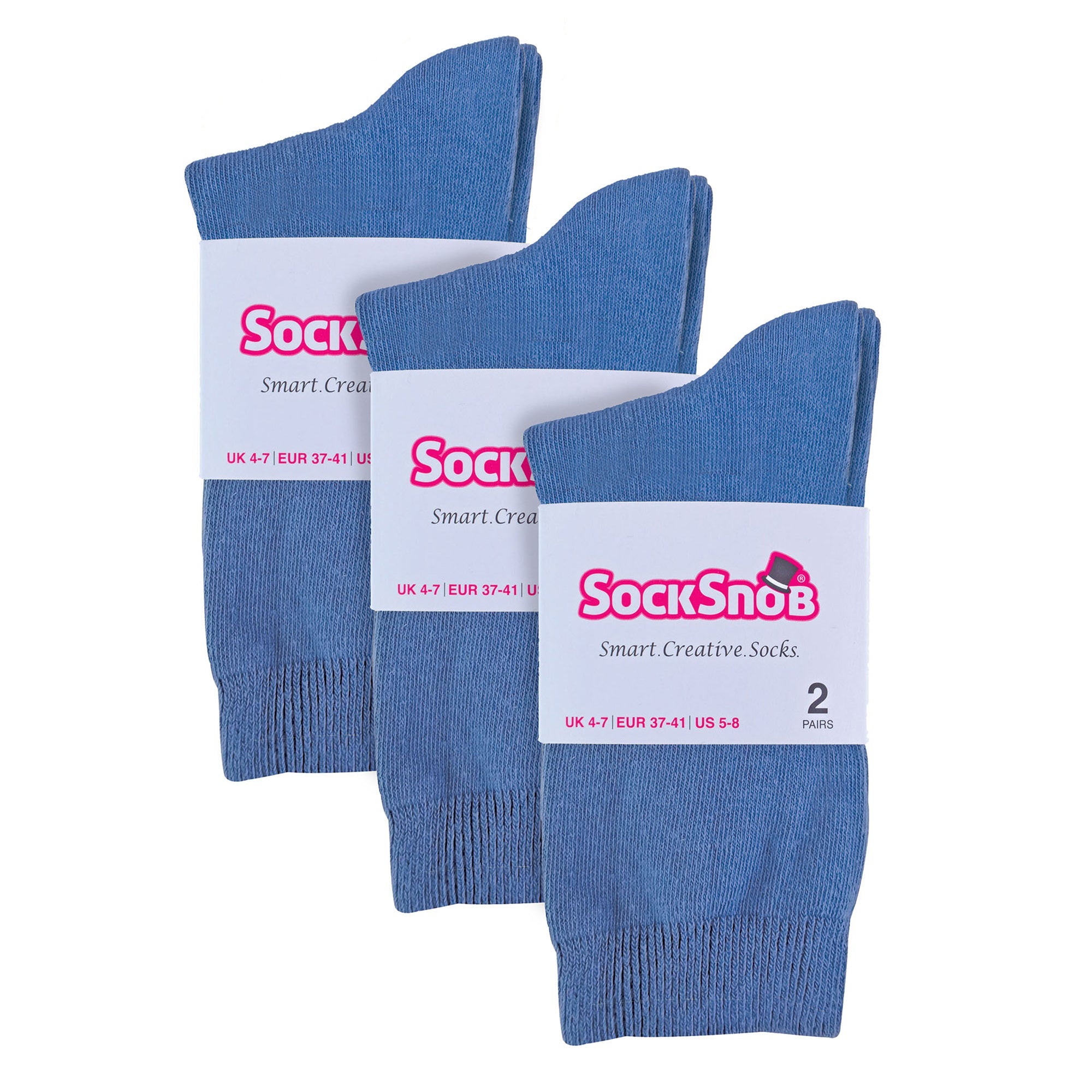 Sock Snob Womens Plain Coloured Cotton Rich Dress Socks (Multipack Options)