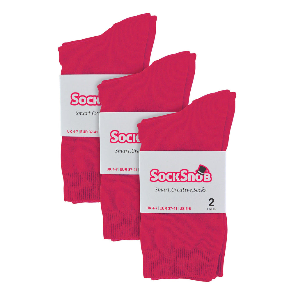 Sock Snob Womens Plain Coloured Cotton Rich Dress Socks (Multipack Options)
