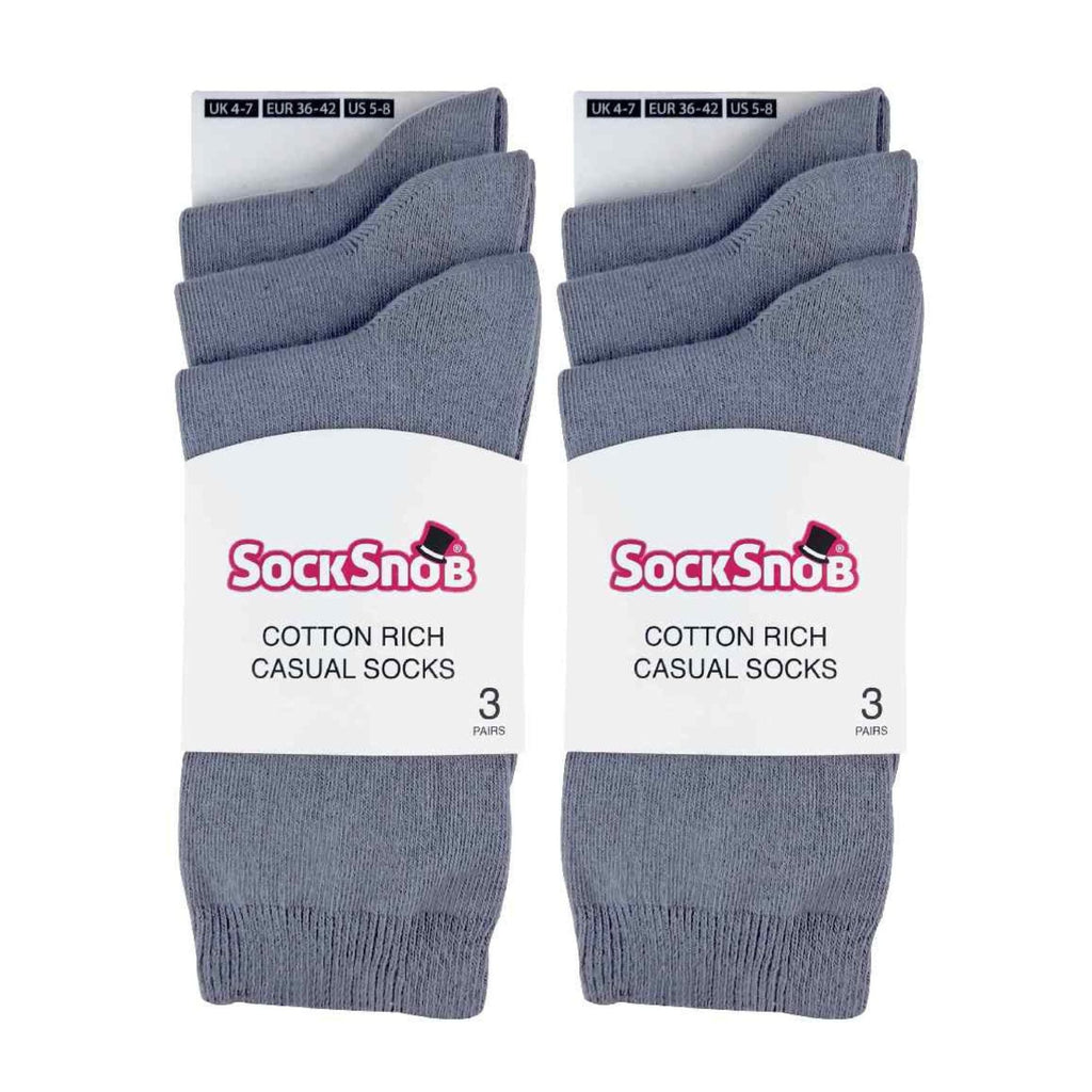 Sock Snob Womens Plain Coloured Cotton Rich Dress Socks (Multipack Options)