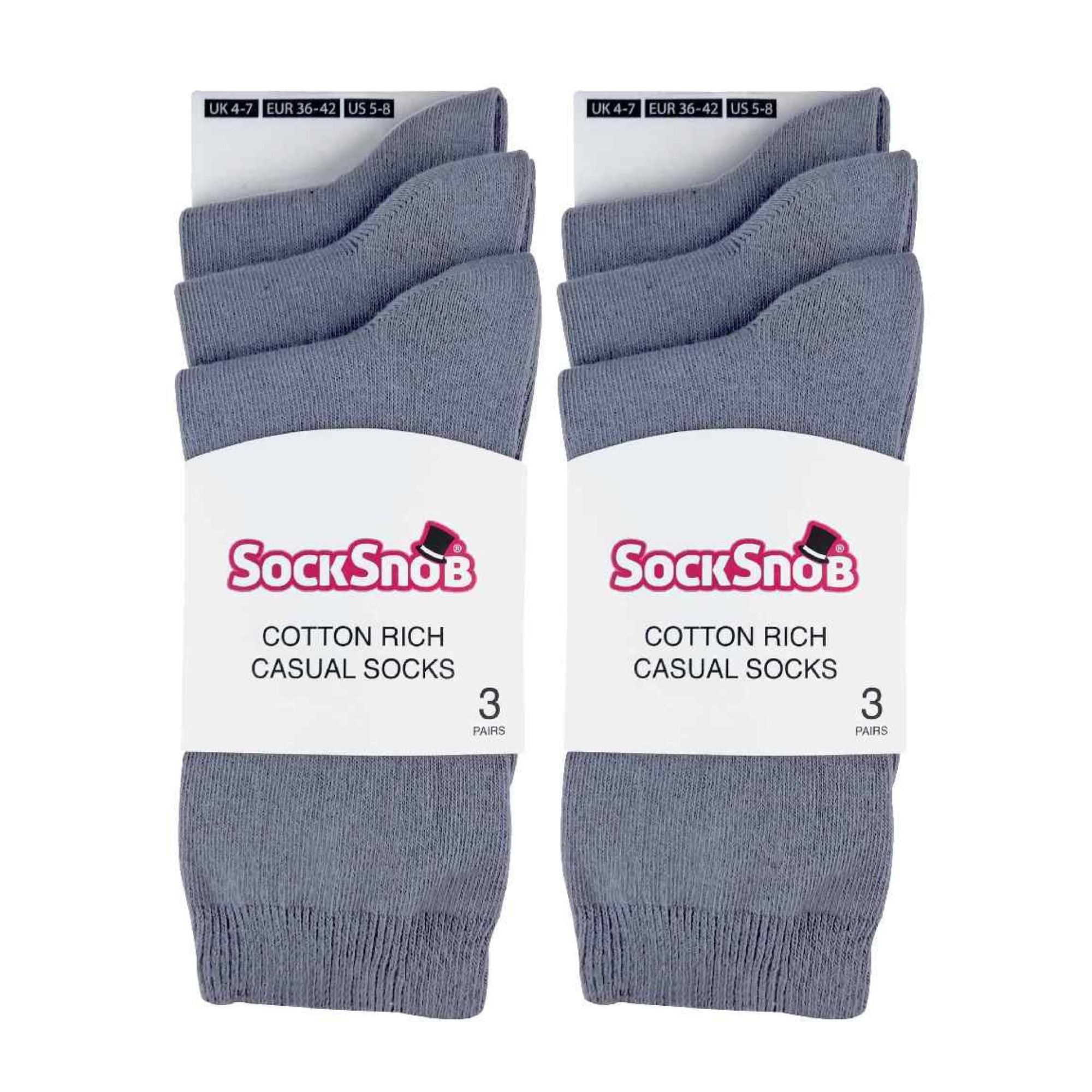 Sock Snob Womens Plain Coloured Cotton Rich Dress Socks (Multipack Options)