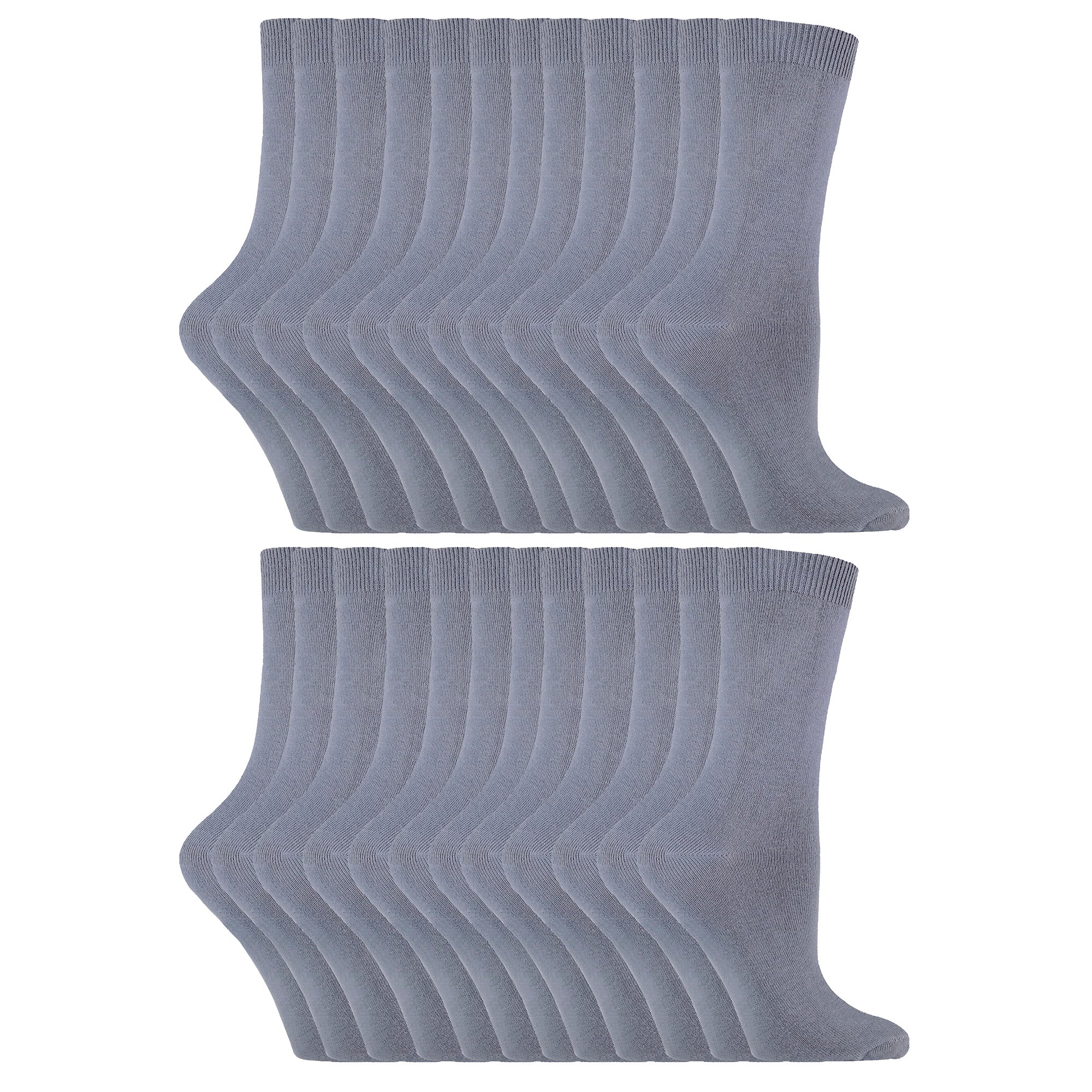 Sock Snob Womens Plain Coloured Cotton Rich Dress Socks (Multipack Options)
