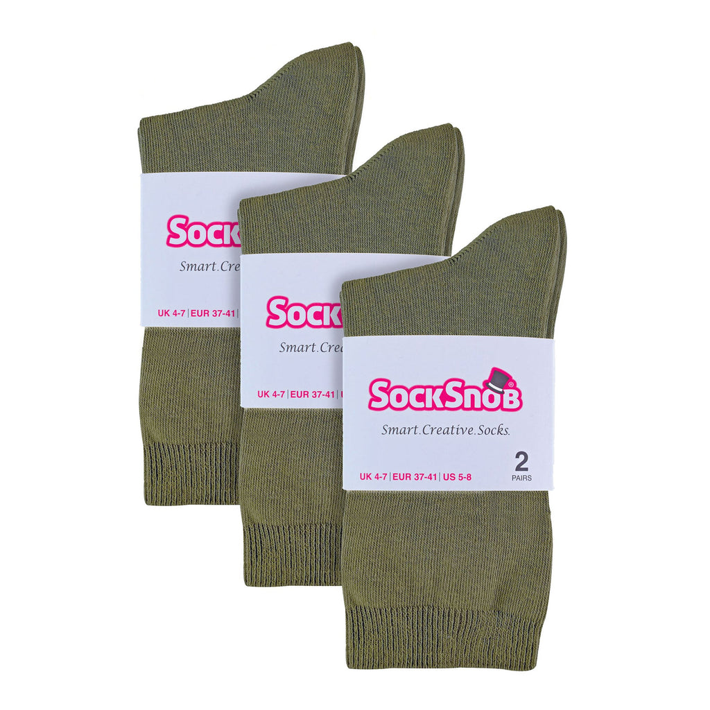 Sock Snob Womens Plain Coloured Cotton Rich Dress Socks (Multipack Options)