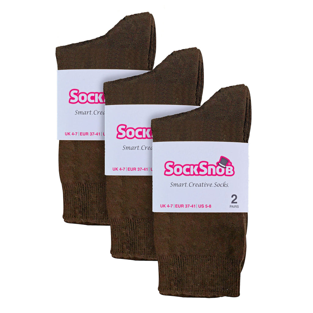 Sock Snob Womens Plain Coloured Cotton Rich Dress Socks (Multipack Options)