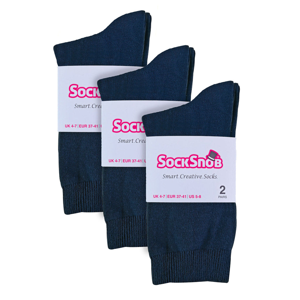 Sock Snob Womens Plain Coloured Cotton Rich Dress Socks (Multipack Options)