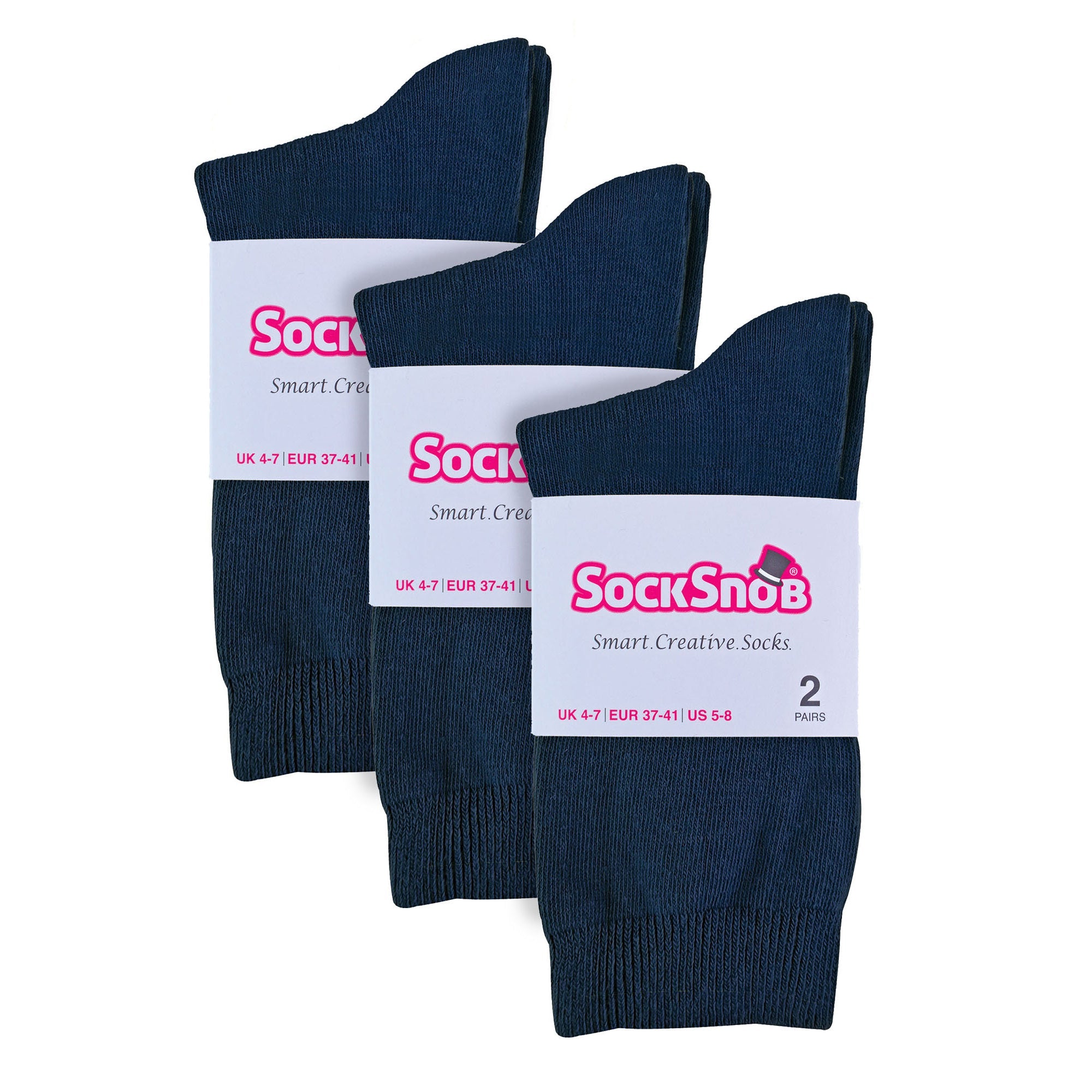 Sock Snob Womens Plain Coloured Cotton Rich Dress Socks (Multipack Options)