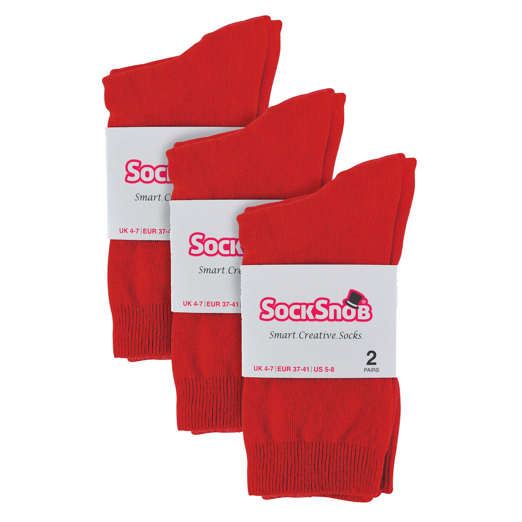Sock Snob Womens Plain Coloured Cotton Rich Dress Socks (Multipack Options)