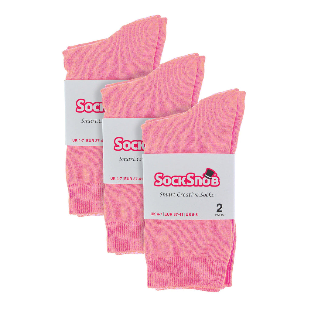 Sock Snob Womens Plain Coloured Cotton Rich Dress Socks (Multipack Options)