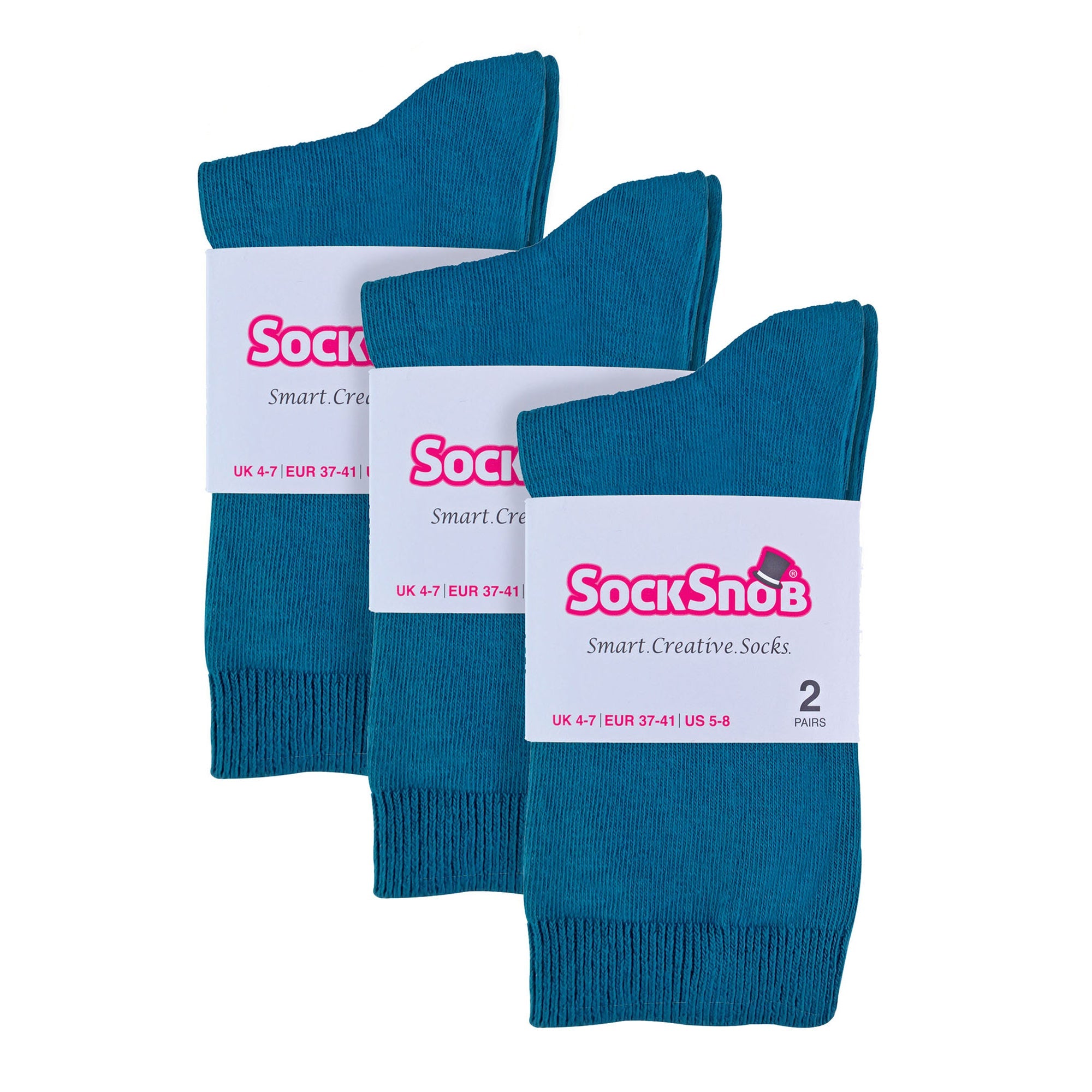 Sock Snob Womens Plain Coloured Cotton Rich Dress Socks (Multipack Options)