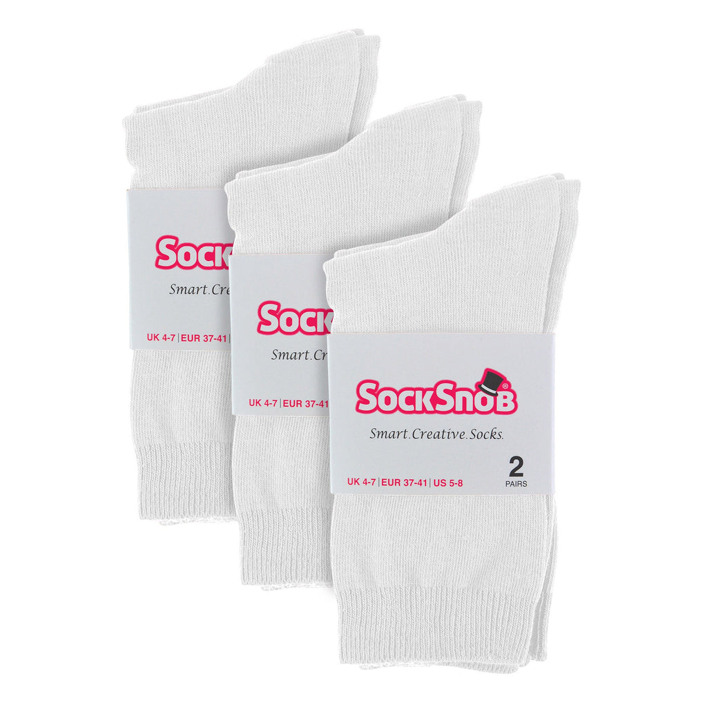 Sock Snob Womens Plain Coloured Cotton Rich Dress Socks (Multipack Options)