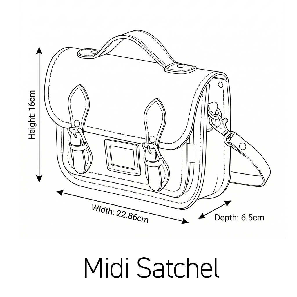 Zatchels midi satchel size guide