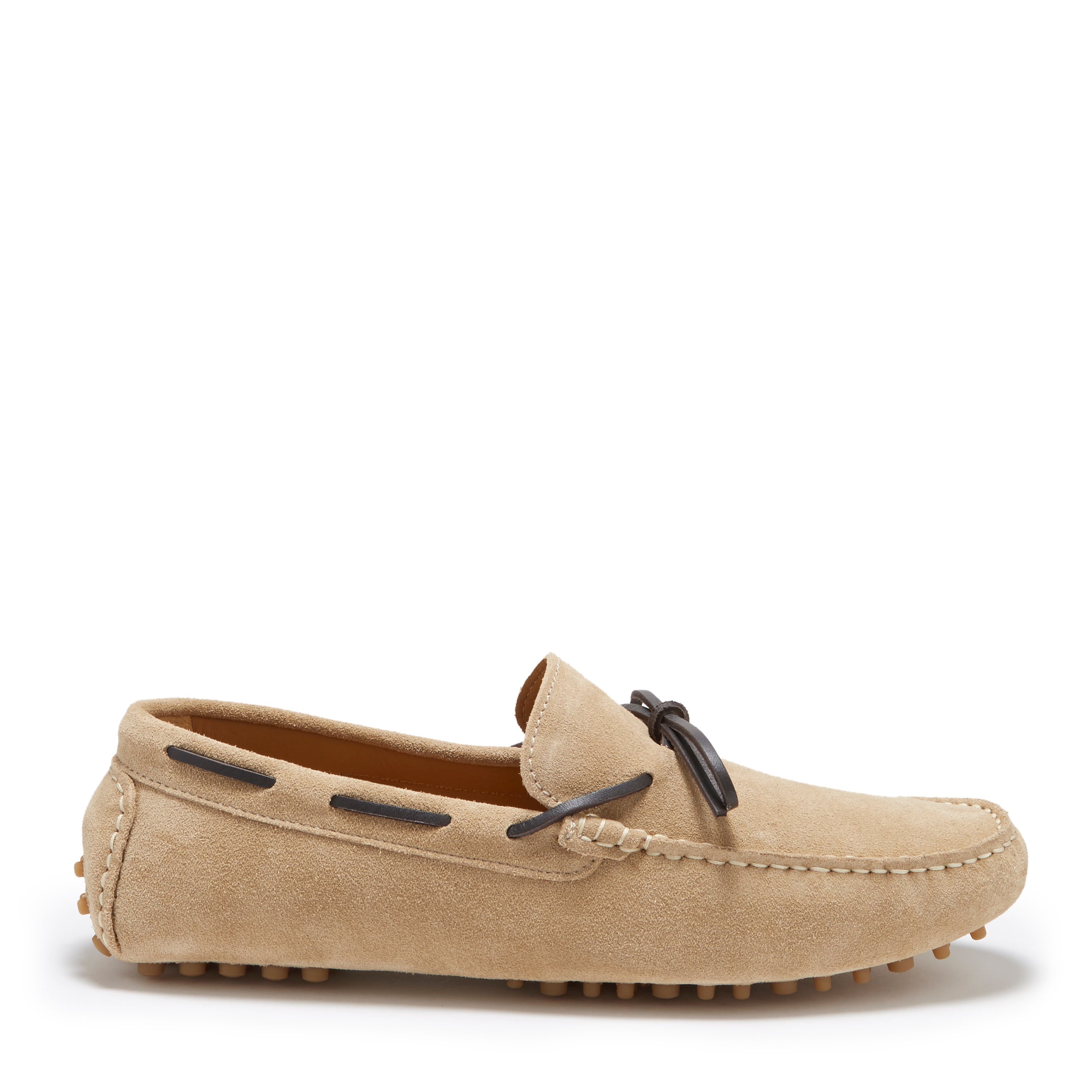 Hugs & Co Mens Laced Driving Loafers Taupe Suede