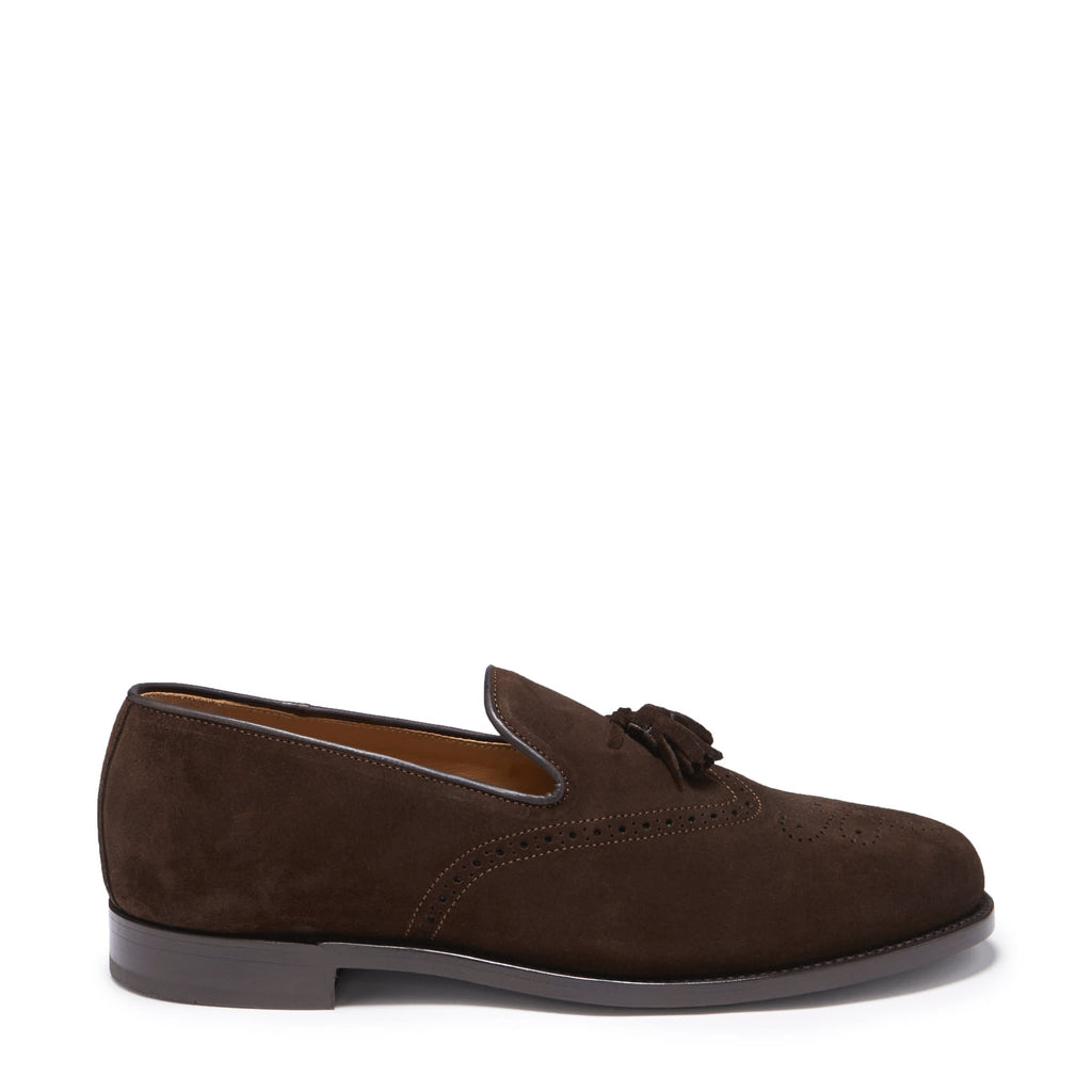 Hugs & Co Mens Brown Suede Tasselled Brogues Welted Leather Sole