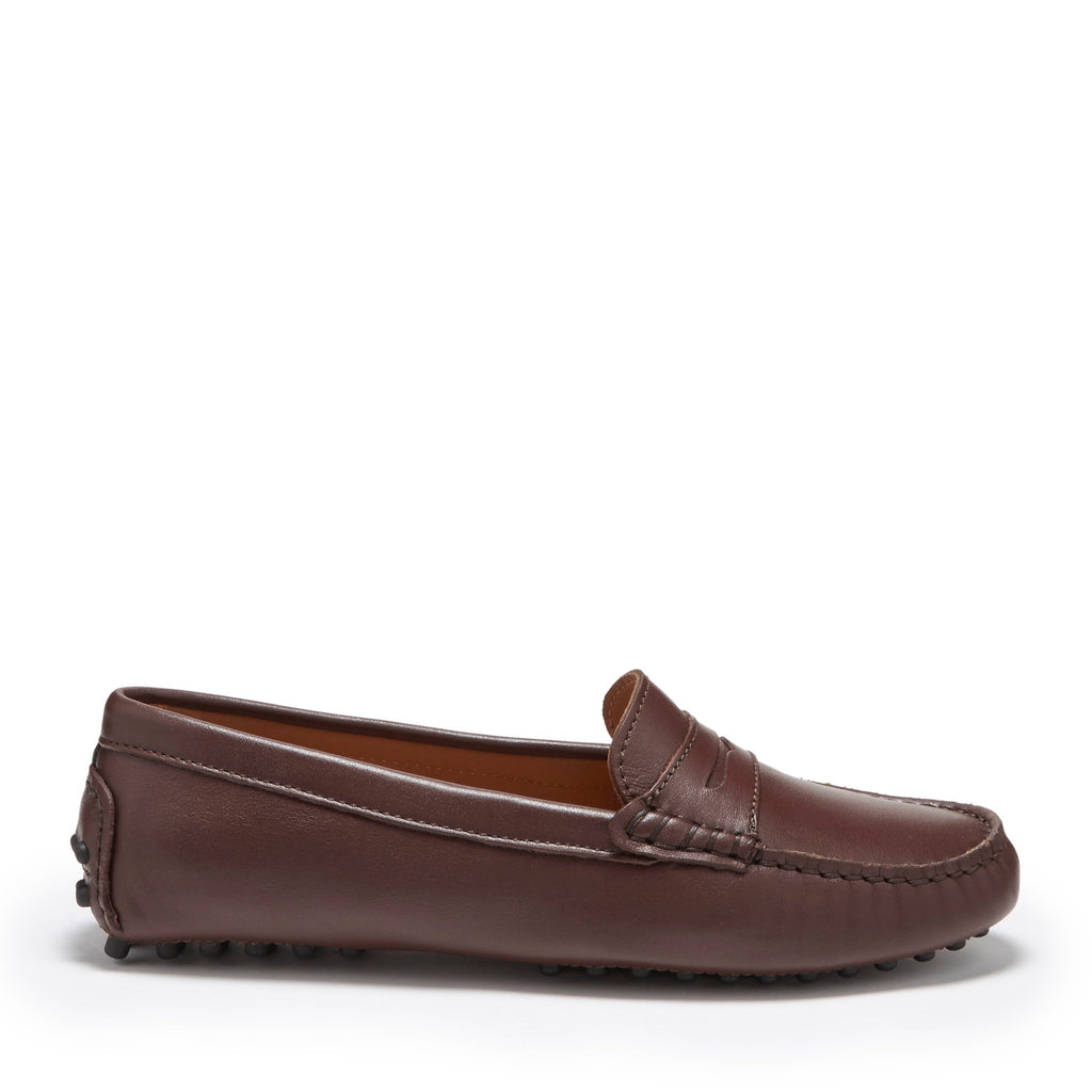 Hugs & Co Womens Penny Driving Loafers Brown Leather
