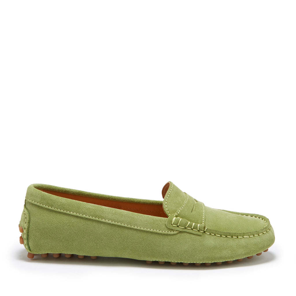 Hugs & Co Womens Penny Driving Loafers Olive Green