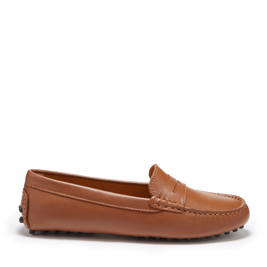 Hugs & Co Womens Penny Driving Loafers Tan Leather
