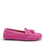 Hugs & Co Womens Tasselled Driving Loafers Pink Suede