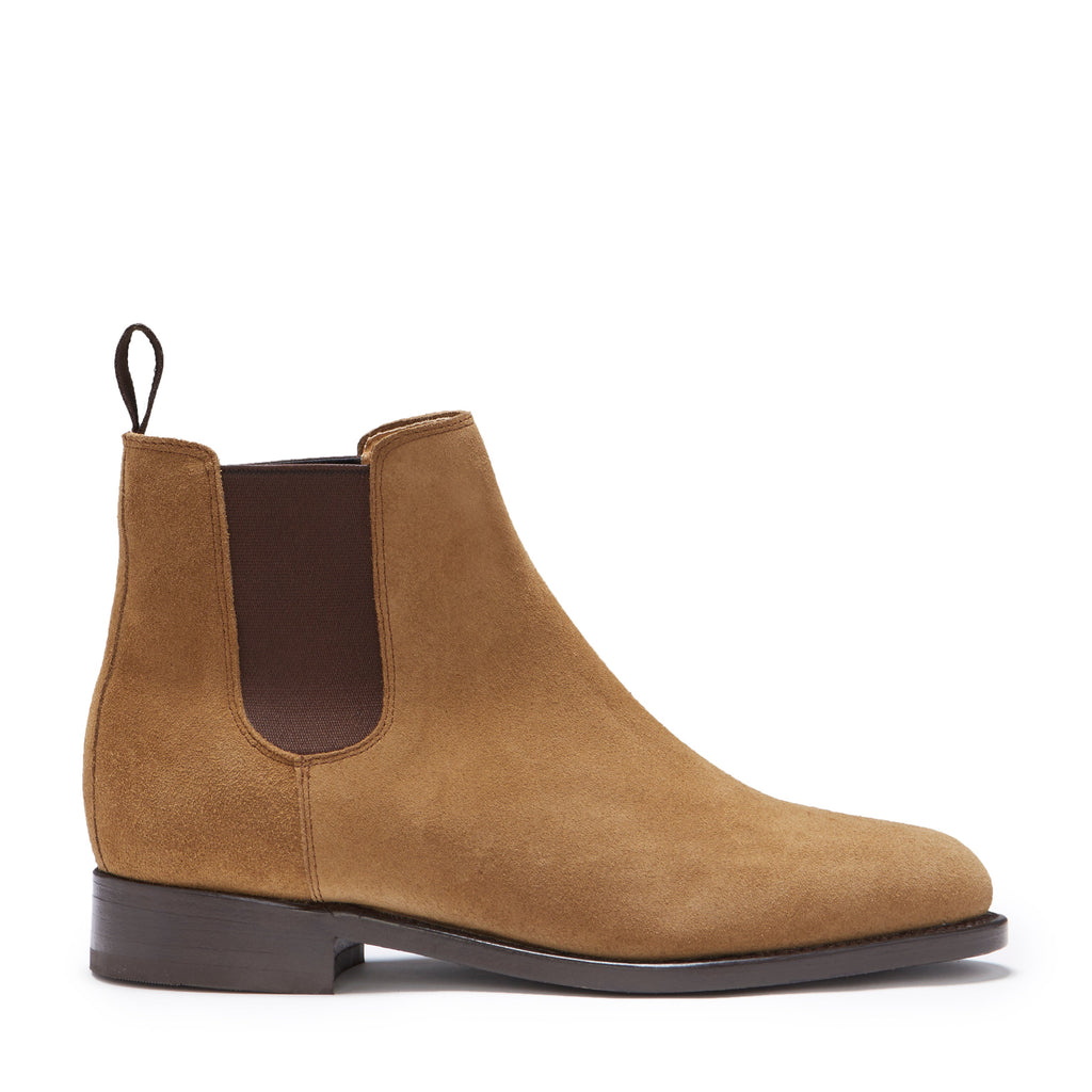 Hugs & Co Womens Tobacco Suede Chelsea Boots Welted Leather Sole