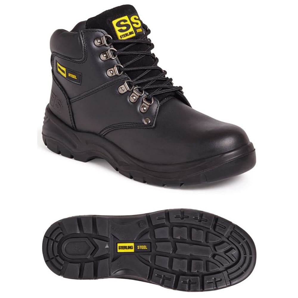 Sterling Black Brown Leather Hiking Safety Work Boot Trainer Steel Toe Cap Black / Brown