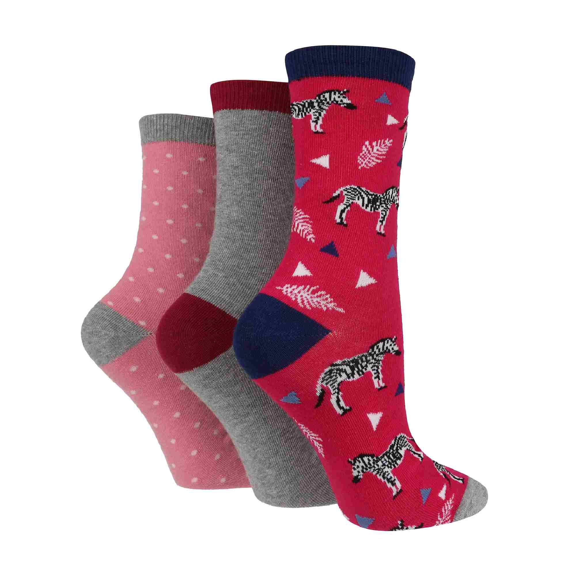 Sock Snob 3 Pack Womens Jacquard Novelty Cotton Socks