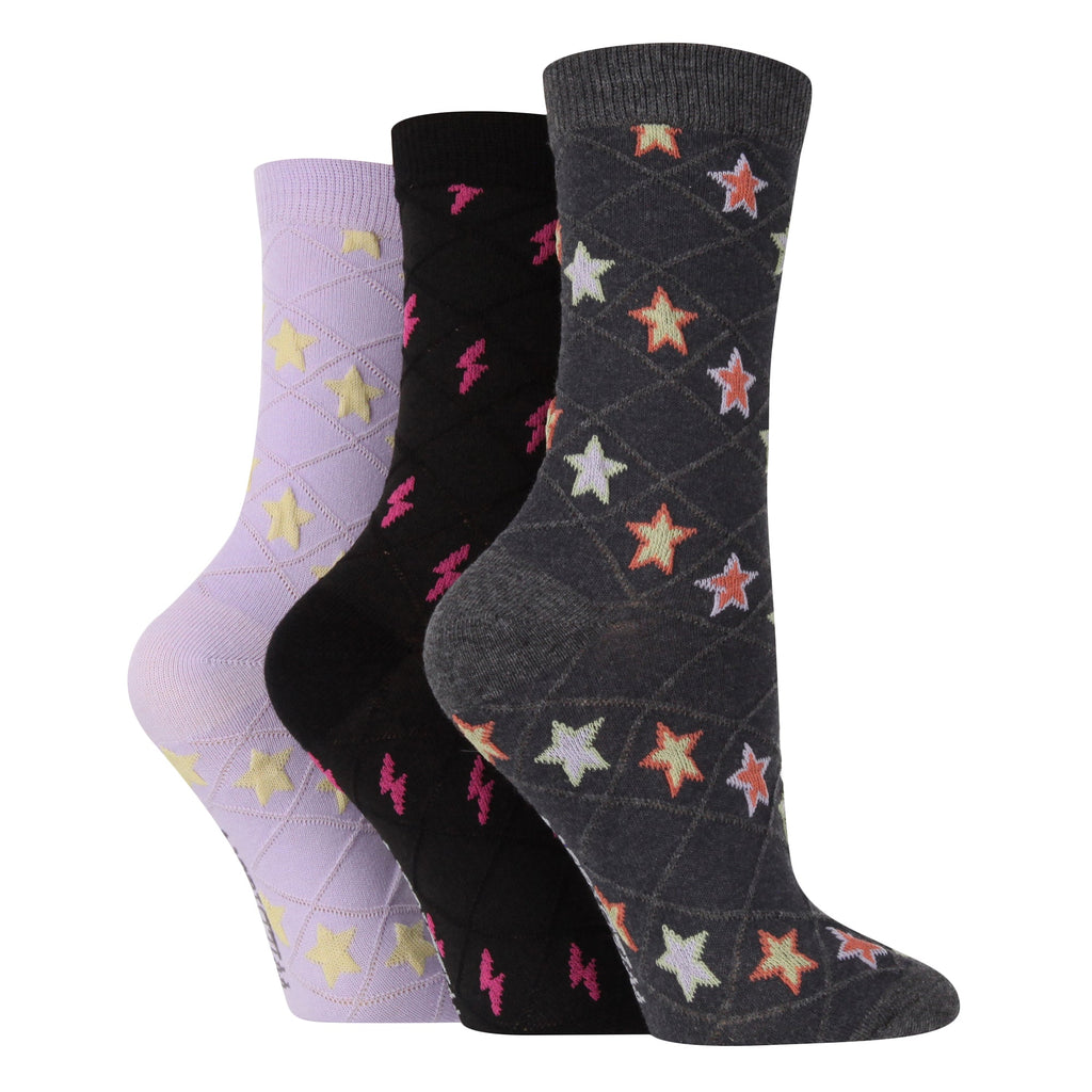 Wildfeet 6 Pairs Womens Multipack of Novelty Design Knitted Boot Socks