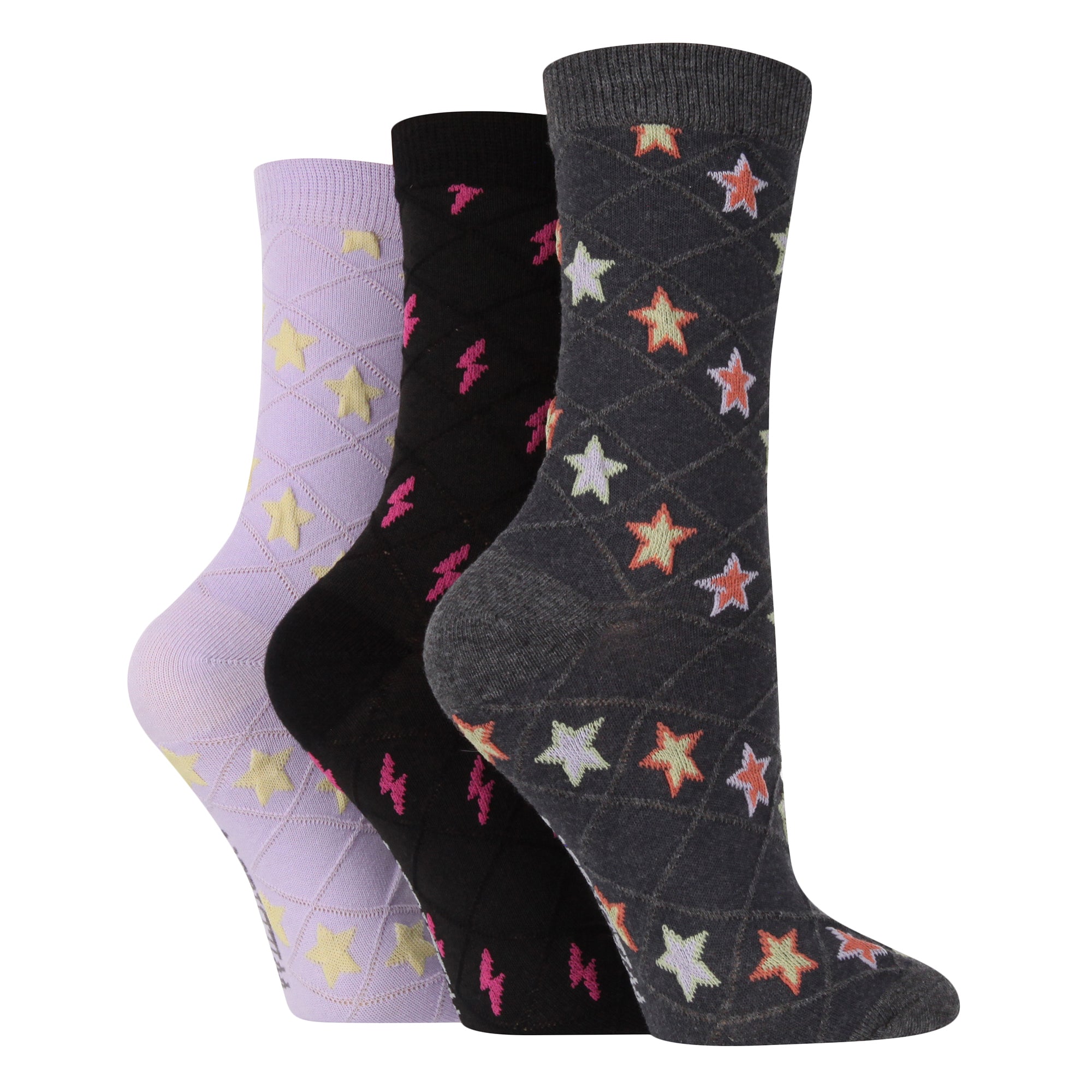 Wildfeet 6 Pairs Womens Multipack of Novelty Design Knitted Boot Socks