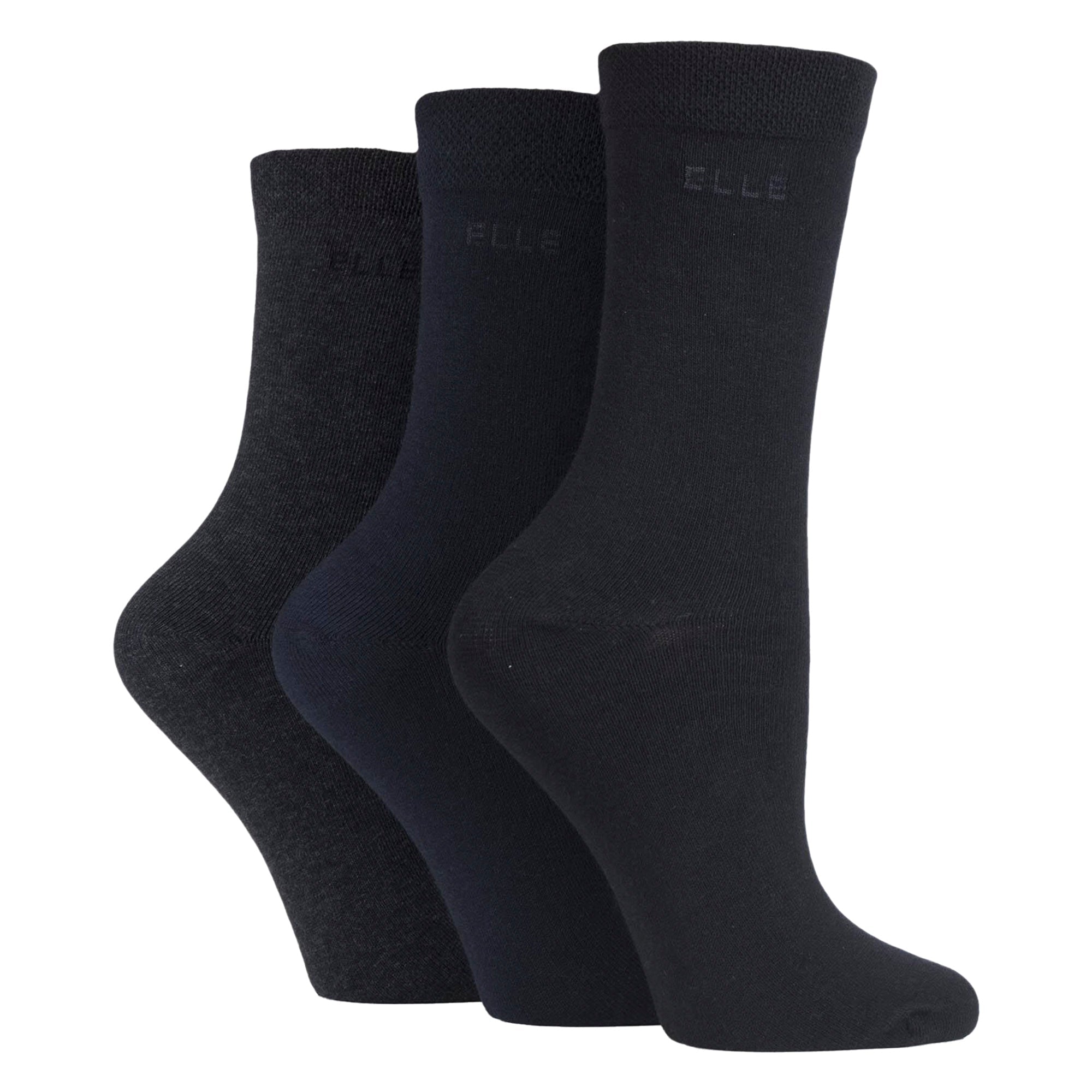 Sock Snob 3 Pack Womens Plain Cotton Socks Fit